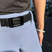 Unisex Vegan Leather Elevated Standard Logo Belt Black On Black