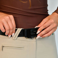 Unisex Vegan Leather Elevated Standard  Logo Belt Black On Black